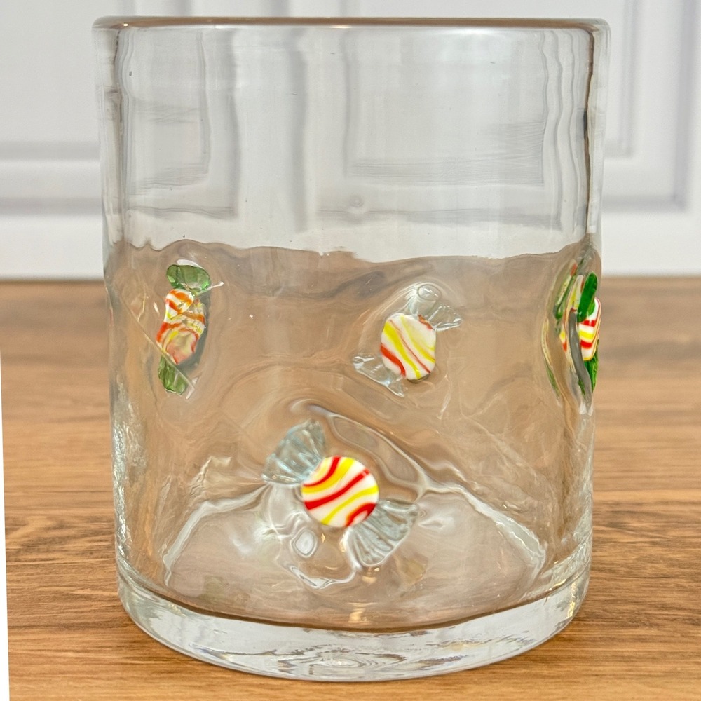 Icon Juice Glass‎ 4" all with Embedded Candy Pieces